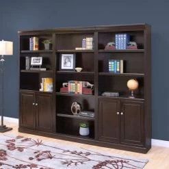 Best Sale ⌛ Library & Wall Martin Furniture Fulton Wood Wall Bookcase With Doors - Espresso 🛒