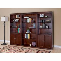 Best deal 🔔 Library & Wall Martin Furniture Huntington Club Wood Wall Bookcase With Doors - Cherry 🤩