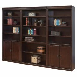 Coupon 😍 Library & Wall Martin Furniture Huntington Club 96 In. Wood Wall Bookcase With Doors - Cherry ⭐