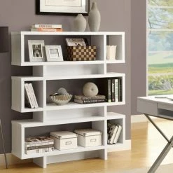 Best deal 🎉 Monarch Specialties Decorative Monarch Hollow-Core 55 In. Modern Bookcase - White 🥰