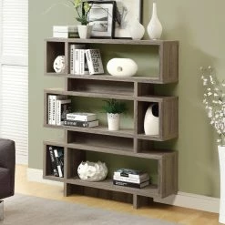 Cheapest 🥰 Monarch Specialties Decorative Monarch 55 In. Reclaimed-Look Modern Bookcase - Dark Taupe ✨