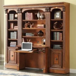 Discount 🔔 Library & Wall Parker House Huntington Space Saver Bookcase Library Wall With 2-Piece Library Desk 🛒