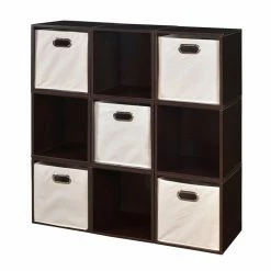 New 😀 Regency Niche Cubo Nine Cube Storage Unit With Five Foldable Fabric Storage Bins ❤️