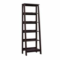 Coupon ✔️ Leaning & Ladder Sauder Trestle 5-Shelf Bookcase - Jamocha Wood ⌛