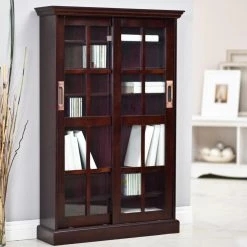 Discount 👏 Barrister Southern Enterprises Media Cabinet / Paperback Bookcase With Sliding Door - Espresso 😀