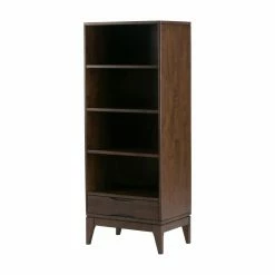 Best Sale β Standard HN Home Ando Mid-Century Modern Bookcase With Drawer - Walnut Brown π