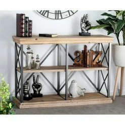 Flash Sale 🤩 Standard DecMode Fir Wood And Iron 2 Tier Shelf 🥰