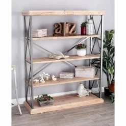 Coupon 🎁 Standard DecMode Fir Wood And Iron 5 Tier Shelf 👏