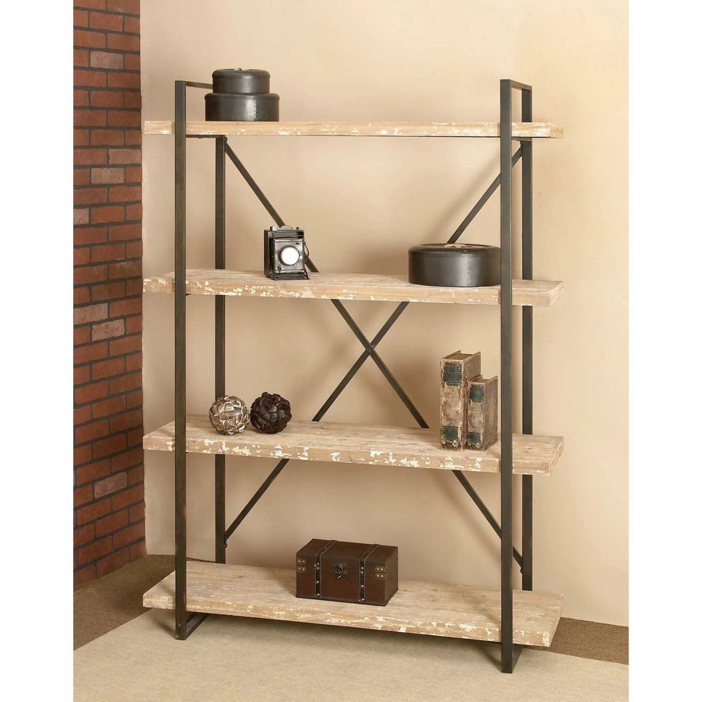 Deals π Standard DecMode 4-Tiered Modern Metal And Wood Bookcase β¨