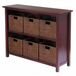 Wholesale 👍 Decorative Winsome Milan 7 Piece Set - 2-Shelf Wood Bookcase With 6 Small Baskets 🤩