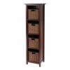 Coupon ⭐ Decorative Winsome Milan 5-Piece Set - 4-Shelf Wood Bookcase With 4 Small Baskets 🔥