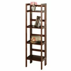Best Pirce 🤩 Standard Winsome 4 Shelf Folding Bookcase - Walnut 🔥