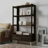 New 🤩 Decorative Baxton Studio Kalien Leaning Bookcase With 2 Drawers 🎁