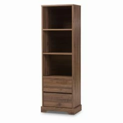 Hot Sale π― Standard HN Home Tacoma Transitional Walnut Brown Finished Wood 2 Drawer Bookcase π₯