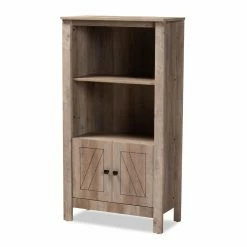 Outlet 😀 Baxton Studio Derek Transitional Decorative Bookcase With Doors - Natural Oak 🎁