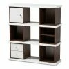 Budget 🛒 Baxton Studio Rune Contemporary Cube Bookcase With 2 Drawers/1 Door - White/Walnut Brown 👍