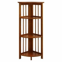 Wholesale 🔔 Yu Shan 4 Tier Corner Folding Bookcase - Honey Oak 🥰
