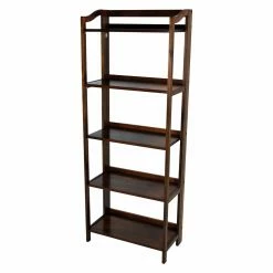 Outlet 🎁 Casual Home Standard Stratford 5-Shelf Folding Bookcase - Warm Brown 🧨