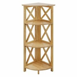 Best Sale 🛒 Casual Home Montego 3 Shelf Corner Folding Bookcase With Mantel Top 🔥