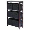 Best reviews of 🌟 Decorative Winsome Capri 3-Section M Wood Storage Shelf Bookcase With 6 Foldable Black Fabric Baskets 😉