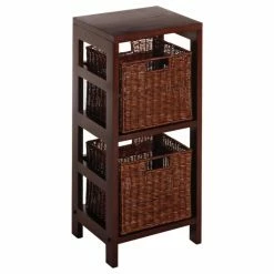 Best Pirce 🧨 Modular Winsome Leo 3-Piece Set - 1-Shelf Wood Bookcase And 2 Small Baskets 💯