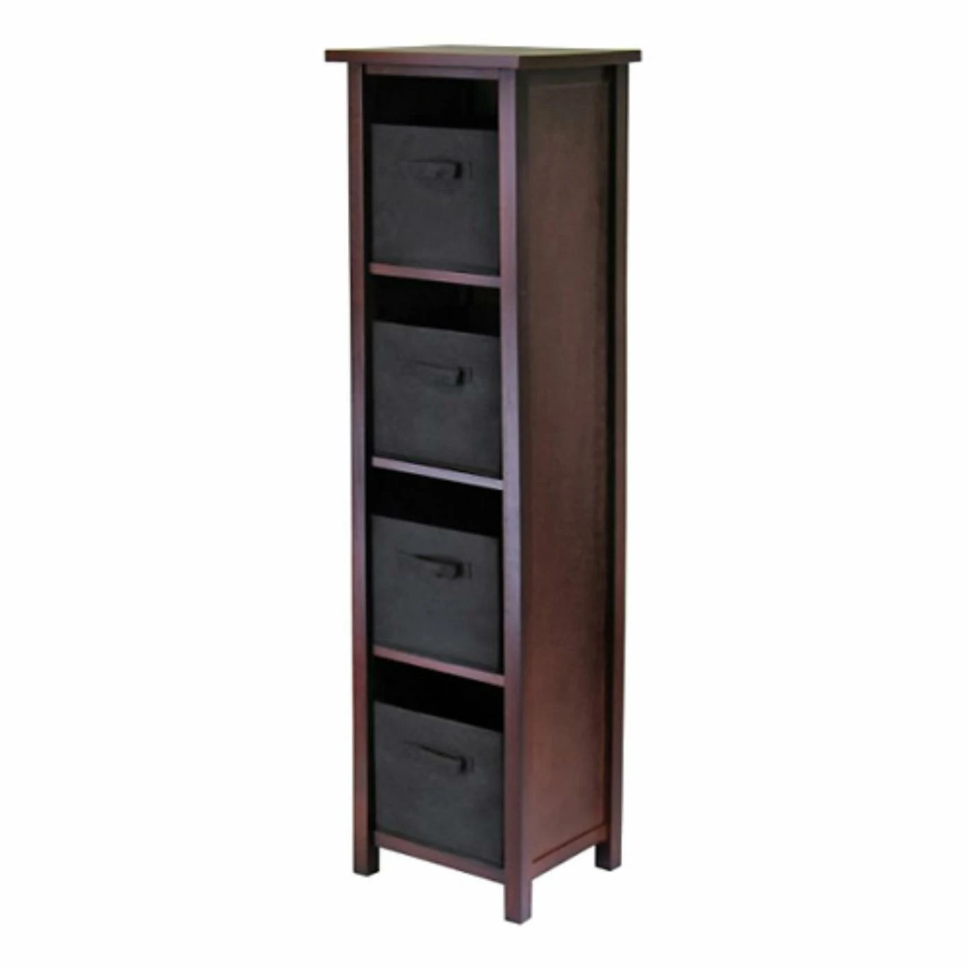 Cheap β¨ Cube Winsome Verona 4-Section N Storage Shelf Bookcase With 4 Foldable Black Color Fabric Baskets π