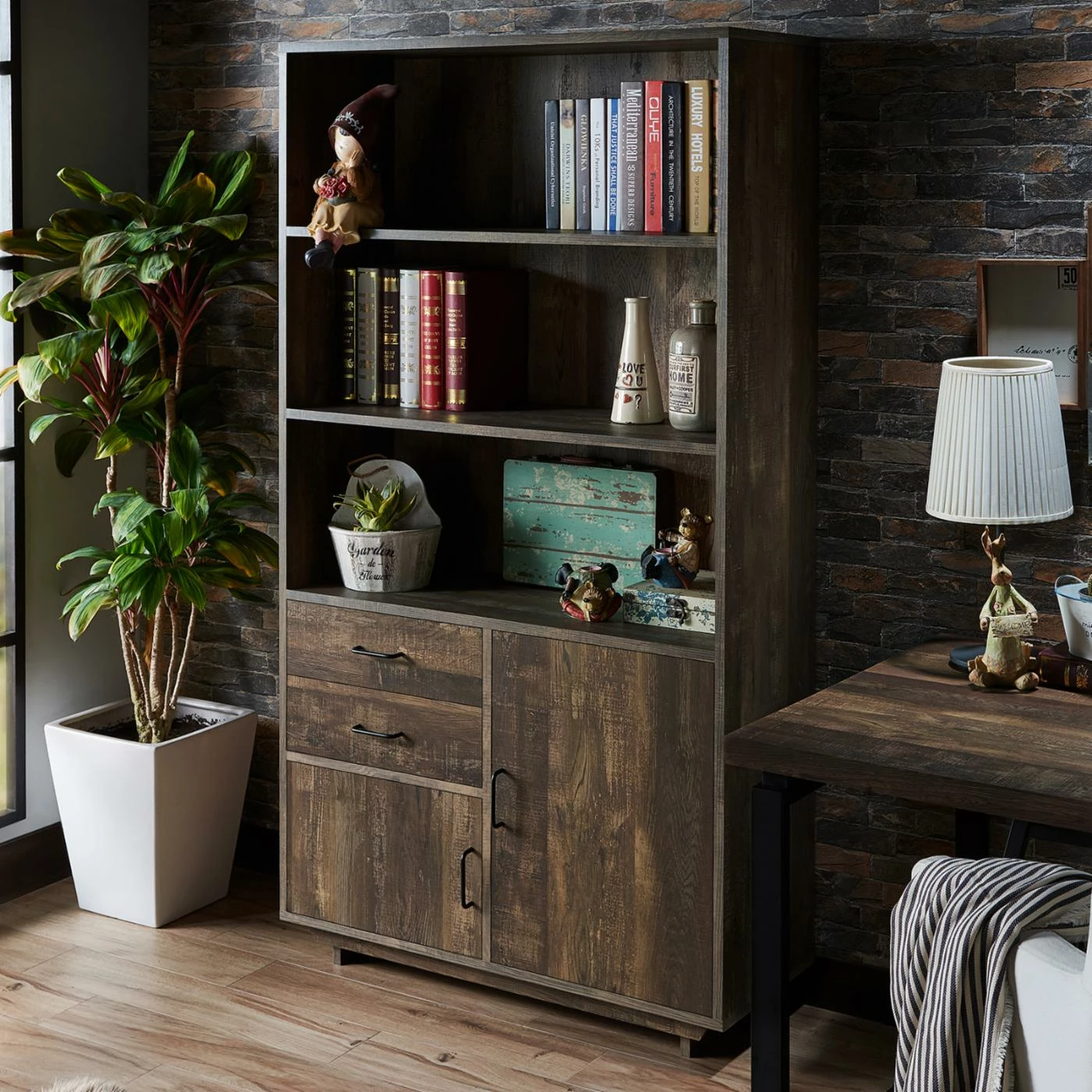 Outlet π― Standard HN Home Durant Modern Farmhouse Bookcase With Cabinets π― - Image 5