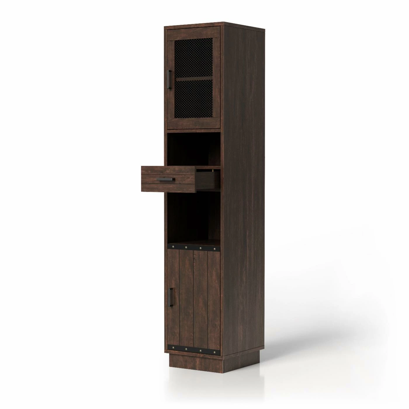 Best Pirce π Standard Furniture Of America Ellis Industrial Rustic Multimedia Storage Tower Shelf - Vintage Walnut π - Image 5