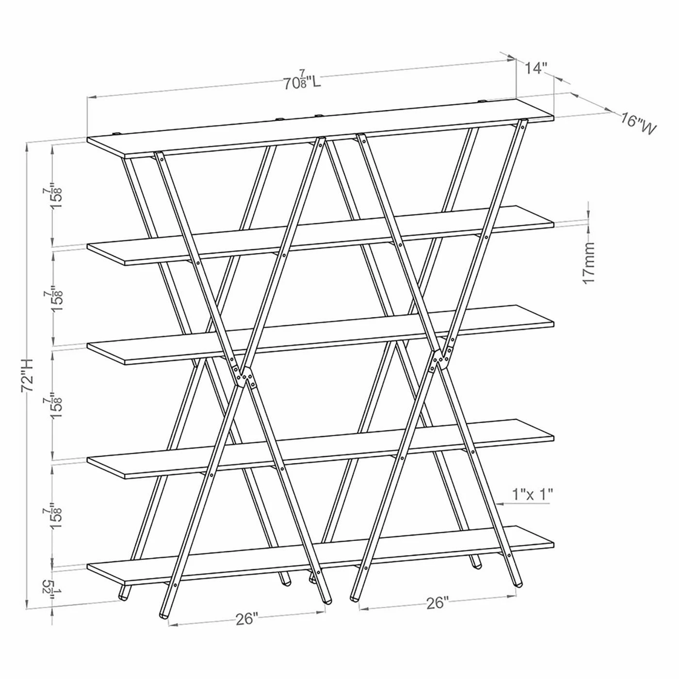 Wholesale π€© Standard Furniture Of America Lochloman X-frame Metal 5-Shelf Bookcase π₯ - Image 5