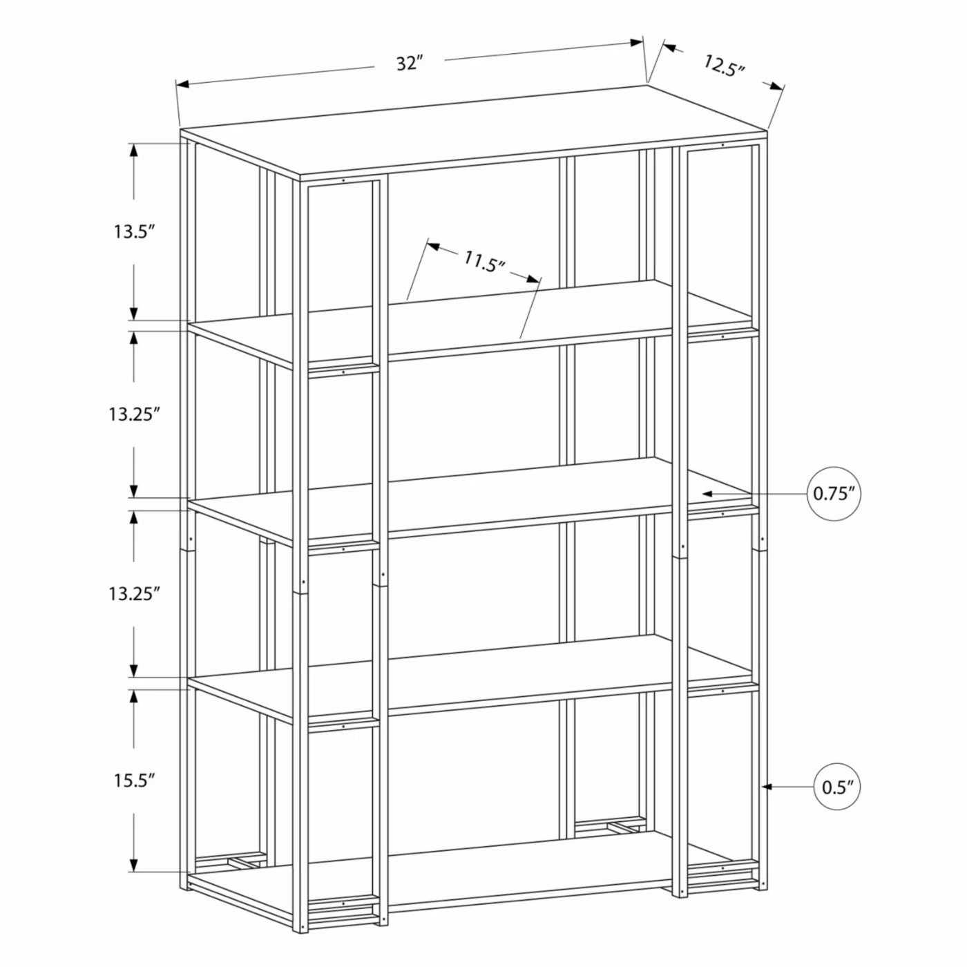 Outlet π Monarch Specialties 32 In. Decorative Bookcase π - Image 5