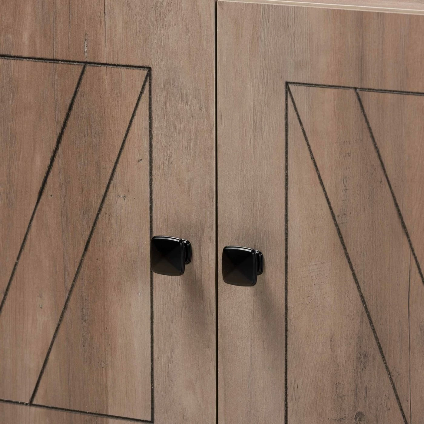 Outlet π Baxton Studio Derek Transitional Decorative Bookcase With Doors - Natural Oak π - Image 5