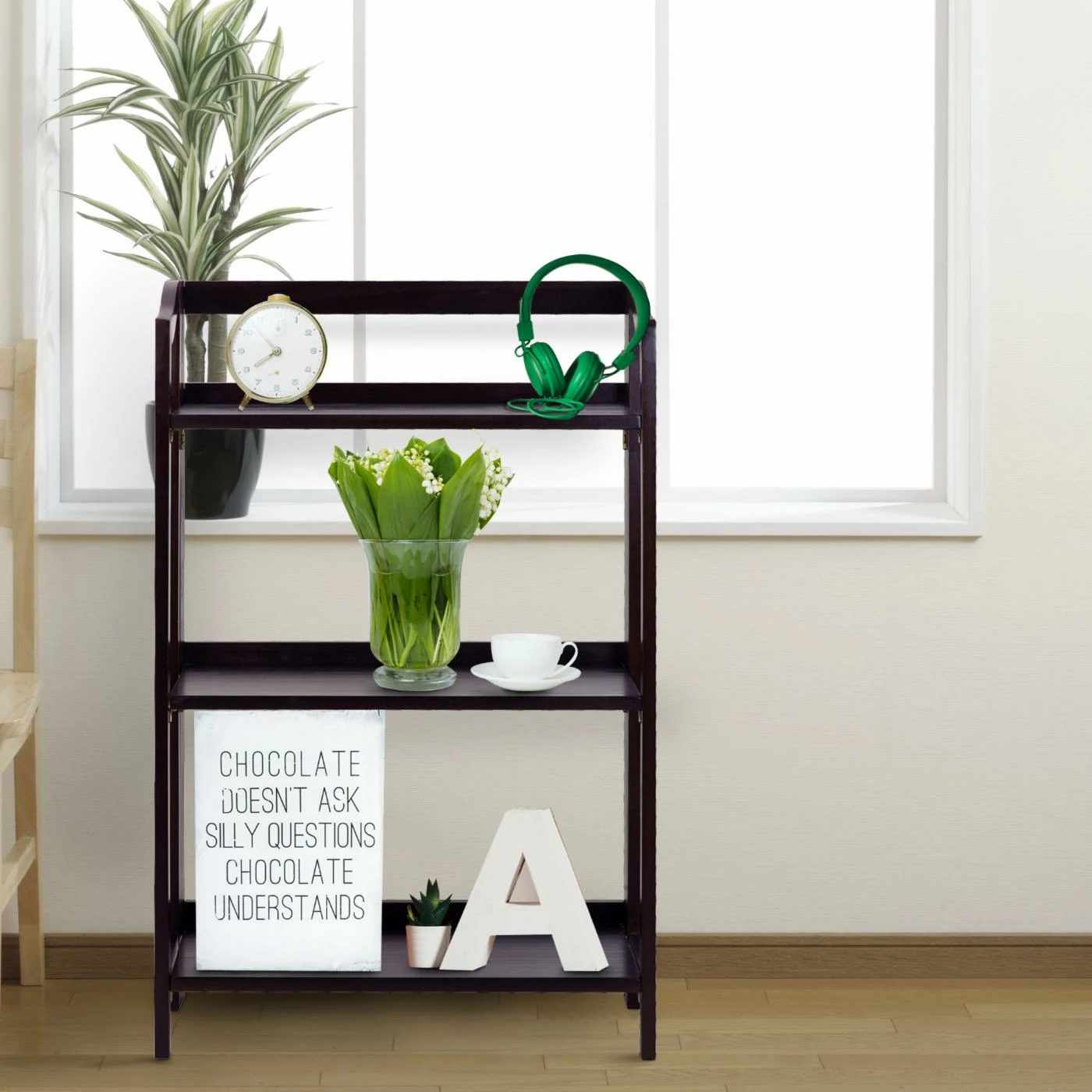 Outlet β Casual Home Decorative Stratford 3-Shelf Folding Bookcase - Espresso π€© - Image 5
